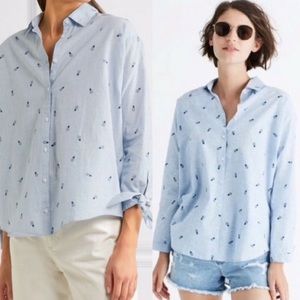 Madewell Blue Pineapple Shrunken Trapeze Shirt Top